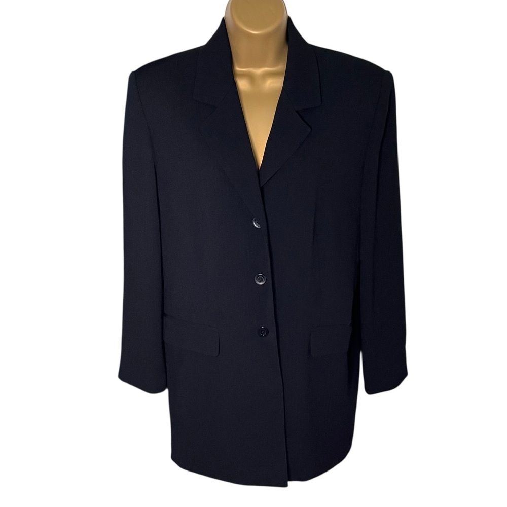 Vintage 90s Y2K Garfield & Marks Ribbed Longline Blazer Black 10